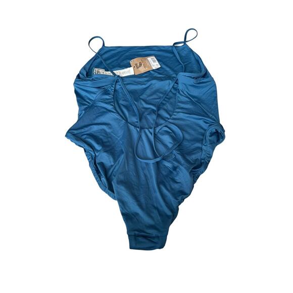 Patagonia Women's Wavy Blue Reversible Sunrise Slider One Piece Swimsuit Size XL - Picture 6 of 9